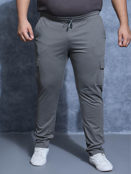 Technosport - Men Grey Plus Size Solid Relaxed Fit Sports Trackpants