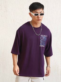 Hubberholme - Men Regular Printed Round Neck Half Sleeve T-Shirt Purple