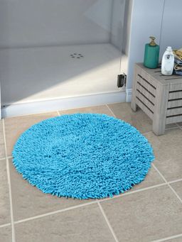 Saral Home - Cotton Anti-Skid Round Bath Mat (Turquoise, 60 x 60 cm)