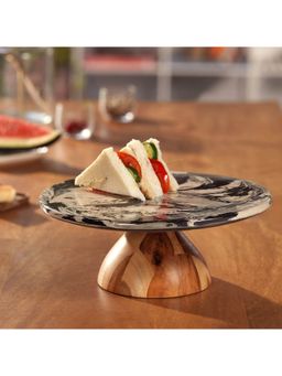 Ellementry - Carbon Ceramic And Wooden Cake Stand for Birthday Party and Wedding