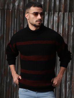 High Star - Men Acrylic Knitted Relaxed Fit High Neck Full Sleeves Sweater