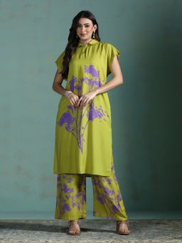Shree - Women Green Liva Floral Kurta with Palazzo