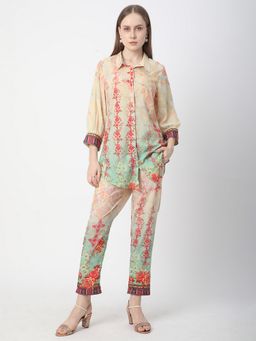 R&B - Women Green Polyester Floral Co-Ord Set