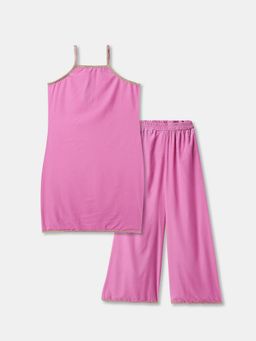 R&B - Women Pink Velvet Solid Kurta with Palazzo