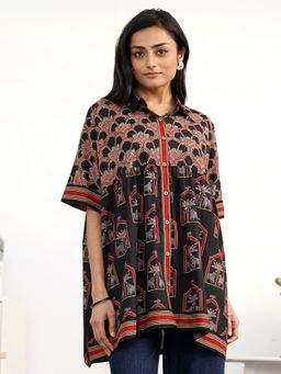 Gerua By Libas - Black Ethnic Printed Top