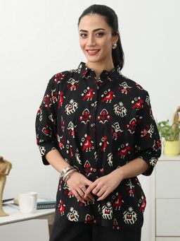 Gerua By Libas - Black Ethnic Printed Shirt