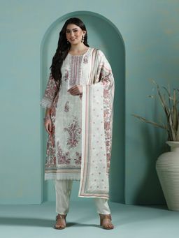 Shree - Women Multi-Color Muslin Embroidered Kurta with Pant and Dupatta