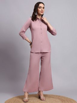 Aayusika - Women Peach Cotton Flex Solid Co-Ord Set