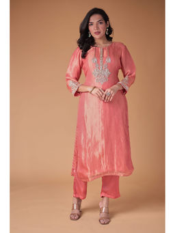 Zari Jaipur - Tissue Embroidery Kurta with Pant (Set of 2)