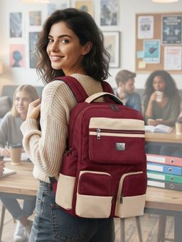 REDHORNS - Ironhide Water-Resistant Unisex 15.6 Laptop Sleeve Travel Maroon Backpack