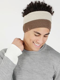 Bharatasya - Colorblock Knit Woolen Headband Earwarmer Brown