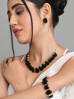 Fida - Wedding Ethnic Indian Black Cz Necklace Earring Jewellery Set for Women