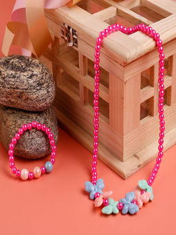 JEWELZ - Dazzling Multi Butterfly Dark Pink Necklace & Bracelet Set (3-4 Years)