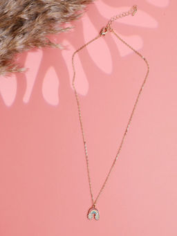 JEWELZ - Cute Rainbow Shape Pendant with Chain Alloy Necklace (3-4 Years)