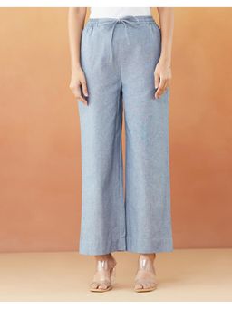 Fabindia - Blue Cotton Regular Fit Casual Pant