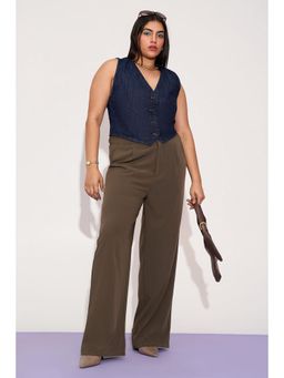 FREAKINS - Dusky Brown Curve Straight Fit Korean Pants