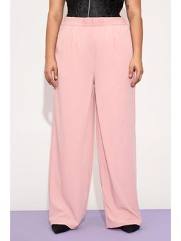 FREAKINS - Luminous Pink Pleated Waistband Curve Korean Pants