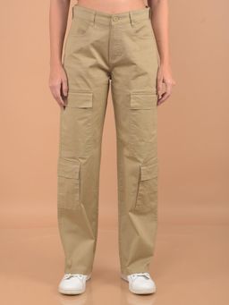 CRIMSOUNE CLUB - Womens Khaki Loose Fit Cargo Trousers