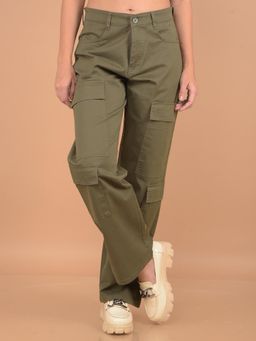 CRIMSOUNE CLUB - Womens Olive Loose Fit Cargo Trousers