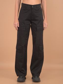 CRIMSOUNE CLUB - Womens Black Loose Fit Cargo Trousers