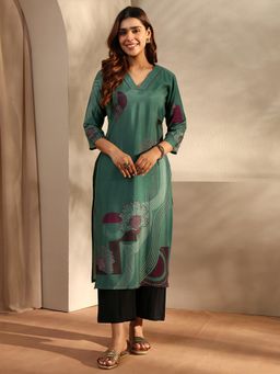 Libas - Green Casual Silk Kurta