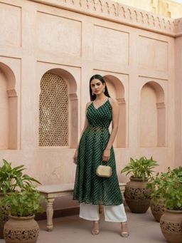 Varanga - Trendy Bandhni Kurta with Back Less Dori Detailing
