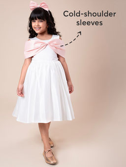 Hopscotch - Sleeveless shoulder Party Dress with Bow Headband