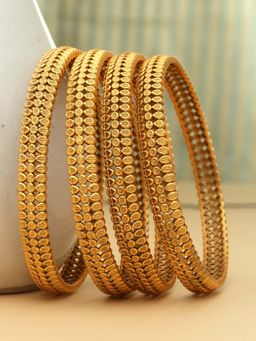 PANASH - Gold Statement Gold Plating Traditional Bangles (Pack of 4) (2.6)