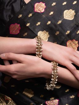 PANASH - Yellow Stones Gold Plating Traditional Bangles (Pack of 2)