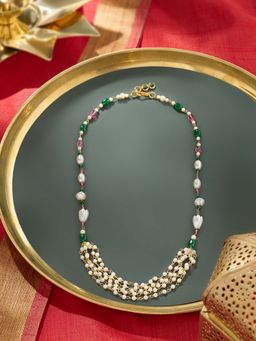 Zaveri Pearls - Multi-Color Pearl Gold Plating Traditional Necklace