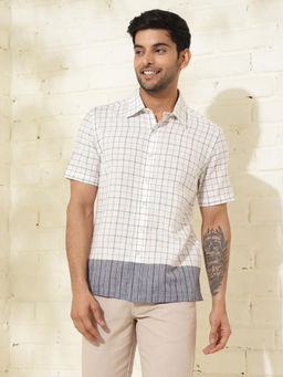 Fabindia - Off White Cotton Hand Woven Regular Shirt
