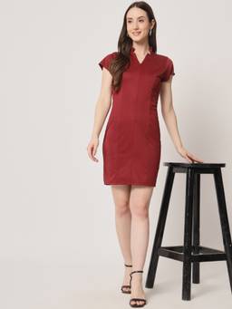 Trend Arrest - Maroon Sheath Midi Dress