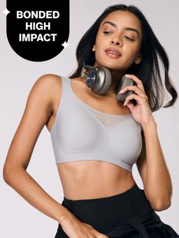 Nykd by Nykaa - High-Impact Bonded Bounce Control Sports Bra- InvisiBlend™ Collection NYK911 Grey