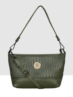 ESBEDA - Olive Green Woven Pattern Mini Sling Bag with Detachable Strap
