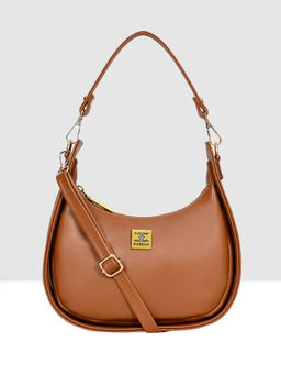 ESBEDA - Tan Half Moon Sling Bag with Detachable Strap