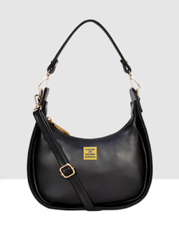 ESBEDA - Black Half Moon Sling Bag with Detachable Strap