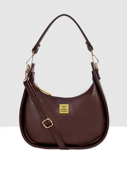 ESBEDA - Brown Half Moon Sling Bag with Detachable Strap