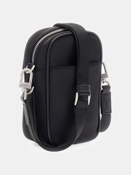 Guess - Black Polyamide Solid Men Sling Bag