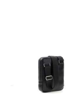 Guess - Black Leather Textured Men Sling Bag