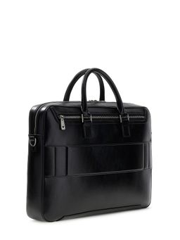 Guess - Black Polyurethane Solid Men Laptop Bag