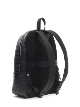 Guess - Black Polyurethane Textured Men Backpack