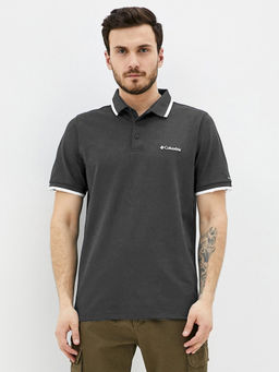 Columbia - Men Black Omni-Wick Cove Dome Butte Solid Pique Polo T-Shirt