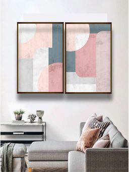 The Art House - Abstract Painting Multicolor (Set of 2) (40X30 Inches)