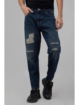Snitch - Mens Dark Blue Plain Loose Casual Jeans