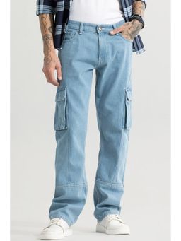 Snitch - Mens Light Blue Plain Straight Casual Jeans