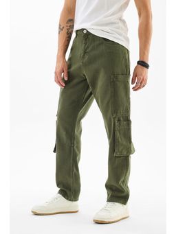 Snitch - Mens Olive Plain Relaxed Casual Jeans