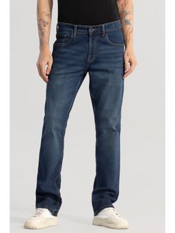 Snitch - Mens Blue Plain Straight Casual Jeans