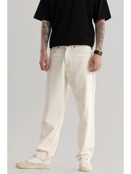 Snitch - Mens Cream Plain Relaxed Casual Jeans