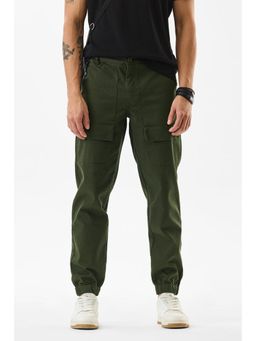 Snitch - Mens Dark Olive Plain Relaxed Casual Cargo Pant