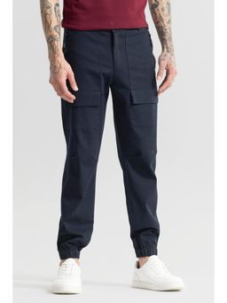 Snitch - Mens Navy Blue Plain Relaxed Casual Cargo Pant